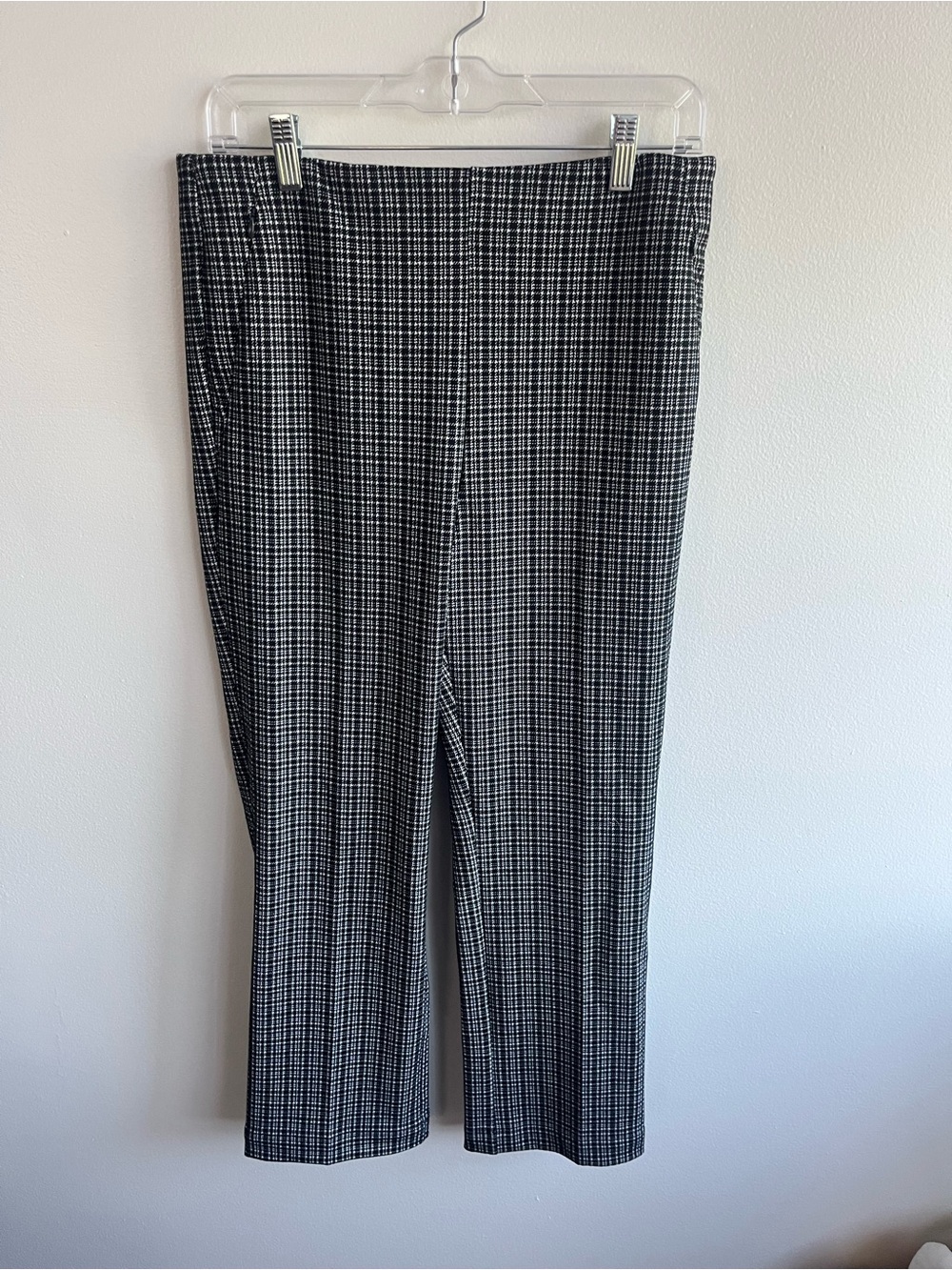 LOFT Black and White Plaid Pull-On Pants